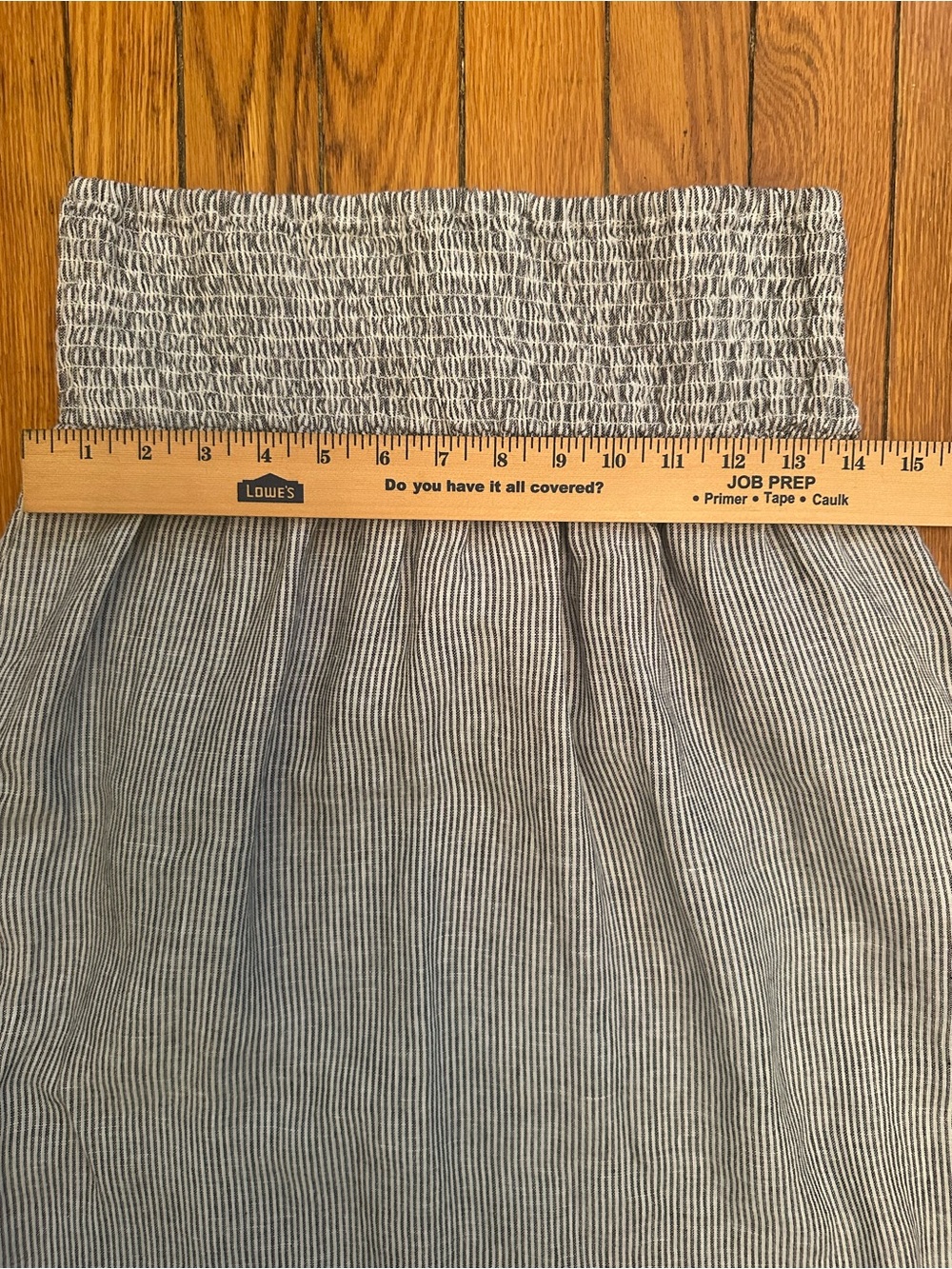 Tahari 100% Linen Blue Stripe Smocked Maxi Skirt Women's Large Coastal Vaca 1138 - Picture 5 of 7